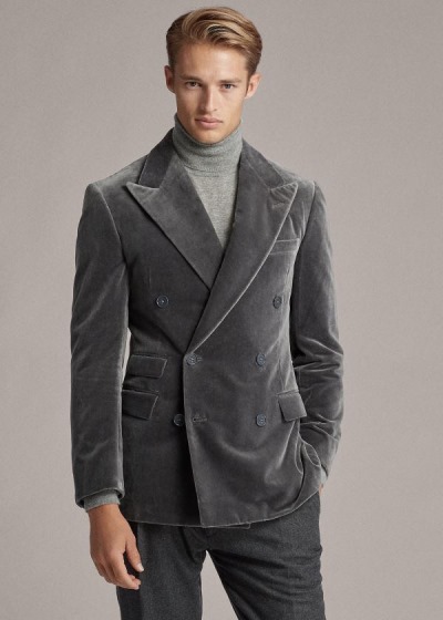 Blazer Ralph Lauren Hombre Grises Claro - Kent Velvet - XYNFZ3194